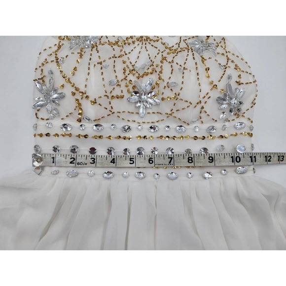 Windsor White Embellished Sequined Dress Halter Top Prom Size 1 Homecoming - Picture 4 of 9